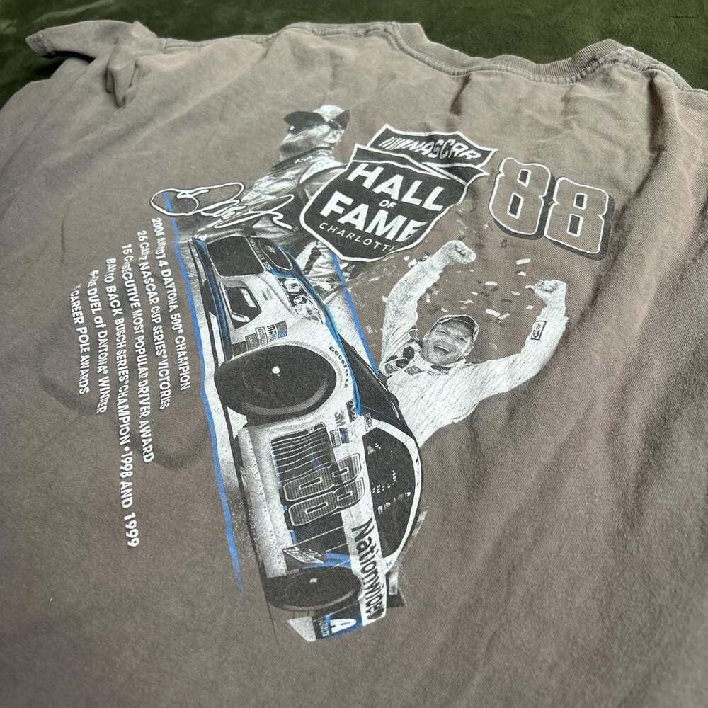 Vintage Dale Jr. NASCAR Hall of Fame Class of 2021 T-Shirt - Faded Brown XL